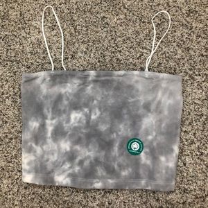 Aero Tie-Dye Gray Cropped Bungee Top NWT